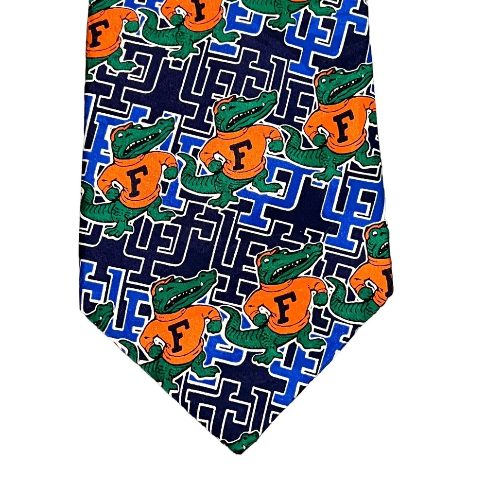 Florida Gators Tie Logo Necktie 4” Blue RM Sport Silk USA Made Vintage